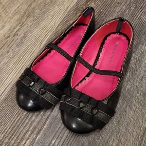 Healthtex Girls Sz 9 Black Mary Jane Patent Leather Dress Shoes Trim Detail